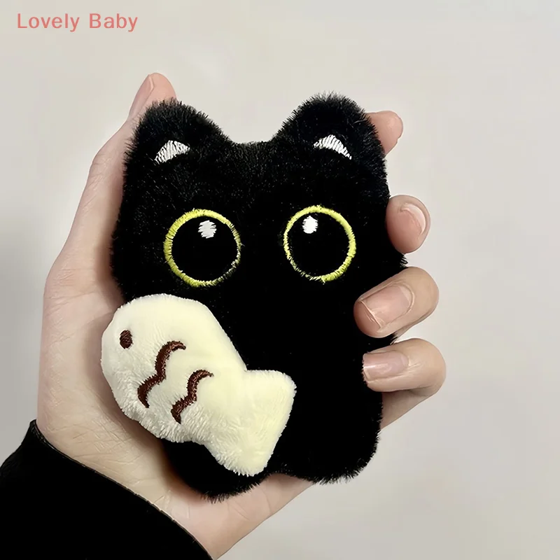 【BBS-7】Fofo pelúcia olhos grandes gato preto boneca pingente menina mochila boneca pingentes saco chaveiro telefone encantos saco pingente acessórios