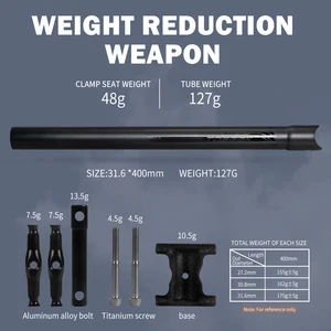 TOSEEK مقعد دراجة الكربون إزاحة 0 مم زورق قابل للسحب خفيف الوزن 27.2 / 30.8 / 31.6 MTB مقعد أنبوب Mountaion قطع غيار ركوب الدراجات أعلى 4 مبيعات للدراجة قابلة للسحب مقعد 27 2 - No3