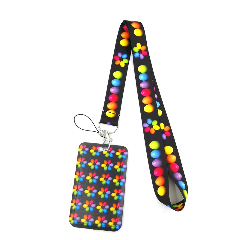 

Easter Colorful Eggs Lanyard Credit Card ID Holder Bag Student Women Travel Card Cover Badge Car Keychain Decorations