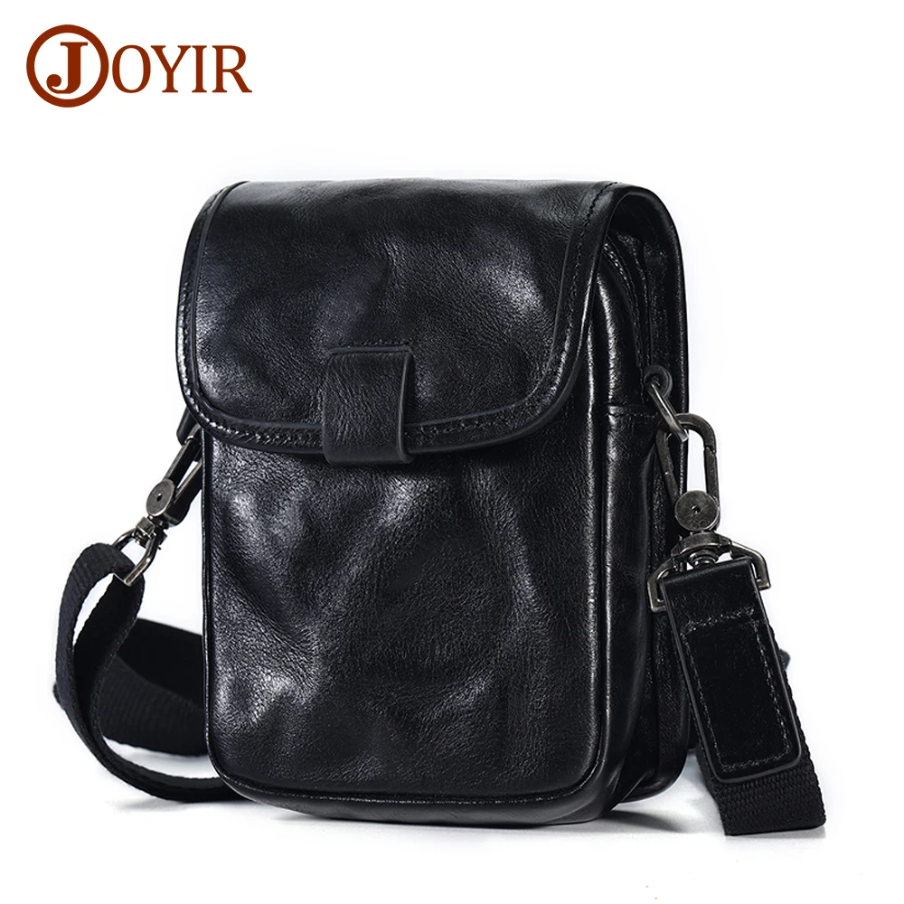 JOYIR Genuine Cowhide Leather Small Men\'s Shoulder Bag Fashion Phone Pouch Crossbody Bags Casual Travel Mini Messenger Bag