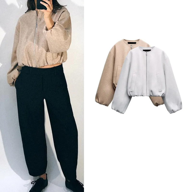 

Новая весенняя куртка-пилот свободного кроя с круглым вырезом, длинными рукавами, декорированная, мягкая, для повседневной носки, стандартная длина рукавов