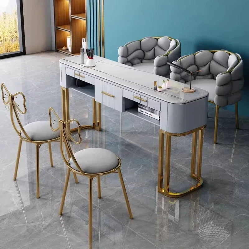 Postmodern Drawer Nail Desk Design Chair Beauty Storage Nail Desk Supplies Professionals Scrivania Per Unghie Trendy Furniture