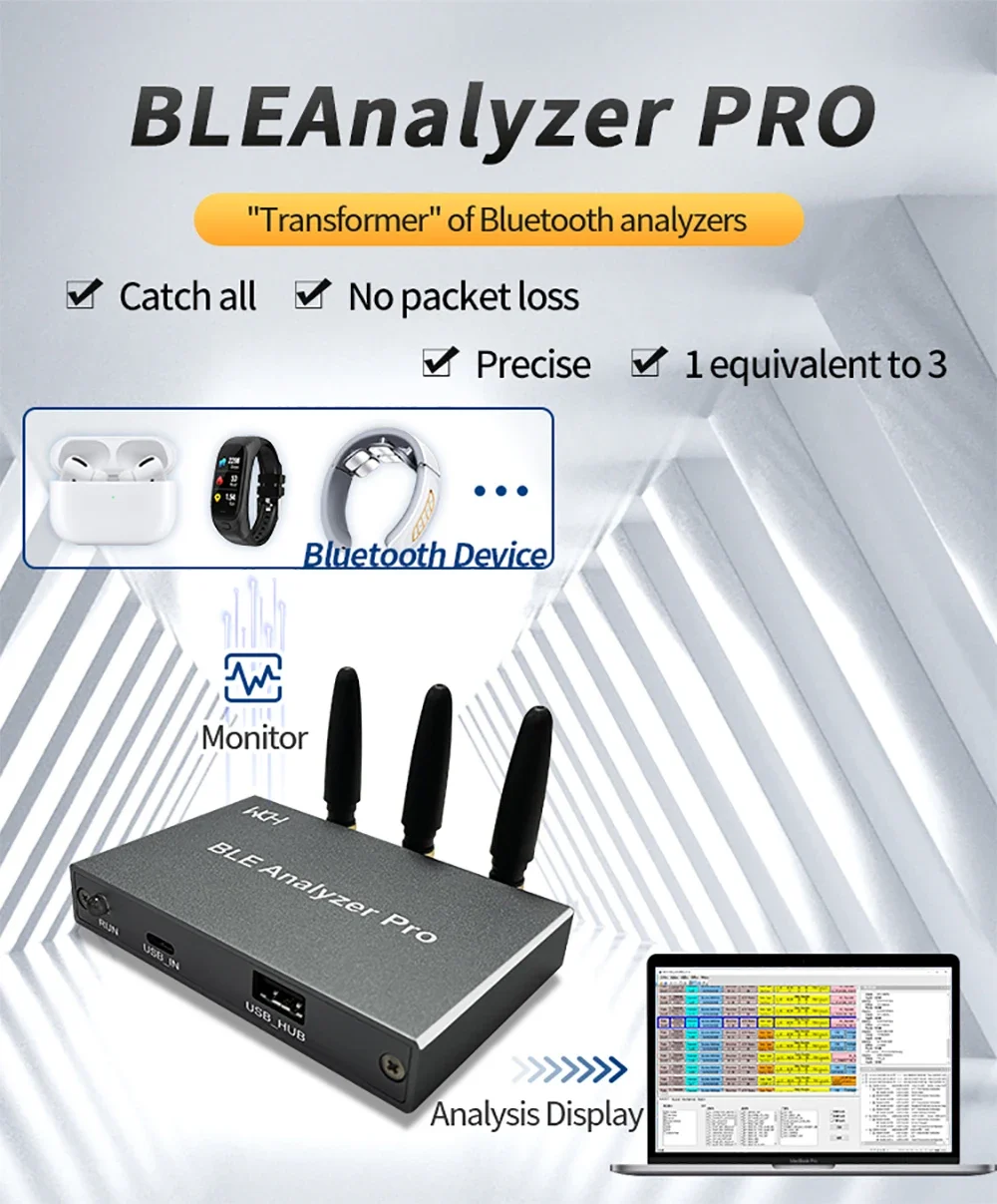 WCH BLE AnalyzerPro bluetooth Analysis Converter Support BLE5.0/4.2/4.1/4.0 bluetooth Packet Grabbing Tool Development Board