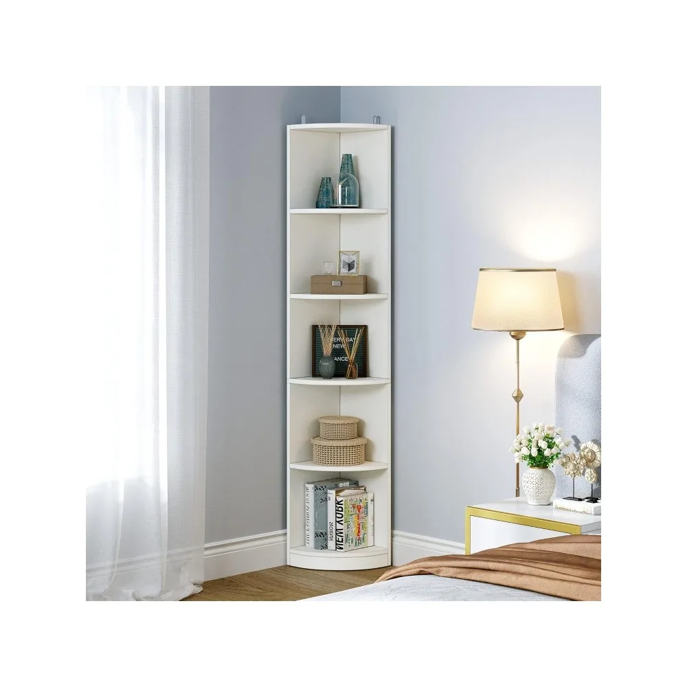 

70.8" Tall Modern Free Standing Corner Bookshelf, 5 Shelf Display Corner Bookcase and Bookshelves,Wooden Open Storage Book