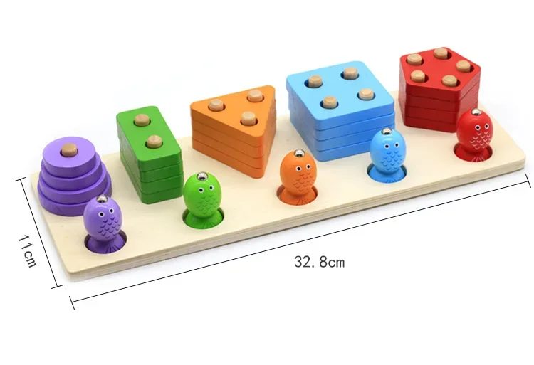 kinderen houten geometrische vormen magnetische visserij Montessori puzzel voorschools leren educatief spel baby peuter speelgoed kinderen