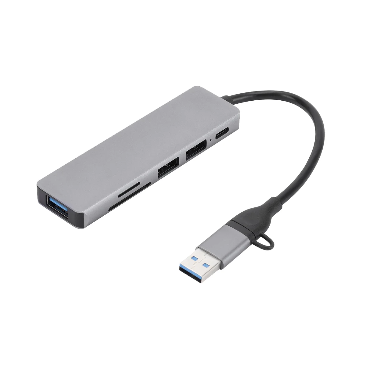 Luar Biasa 6 In 1 USB 3.0 Tipe-c Extender Hub Docking Station Multi USB Splitter Adaptor USB 3.0 2.0 TF SD Reader Slot