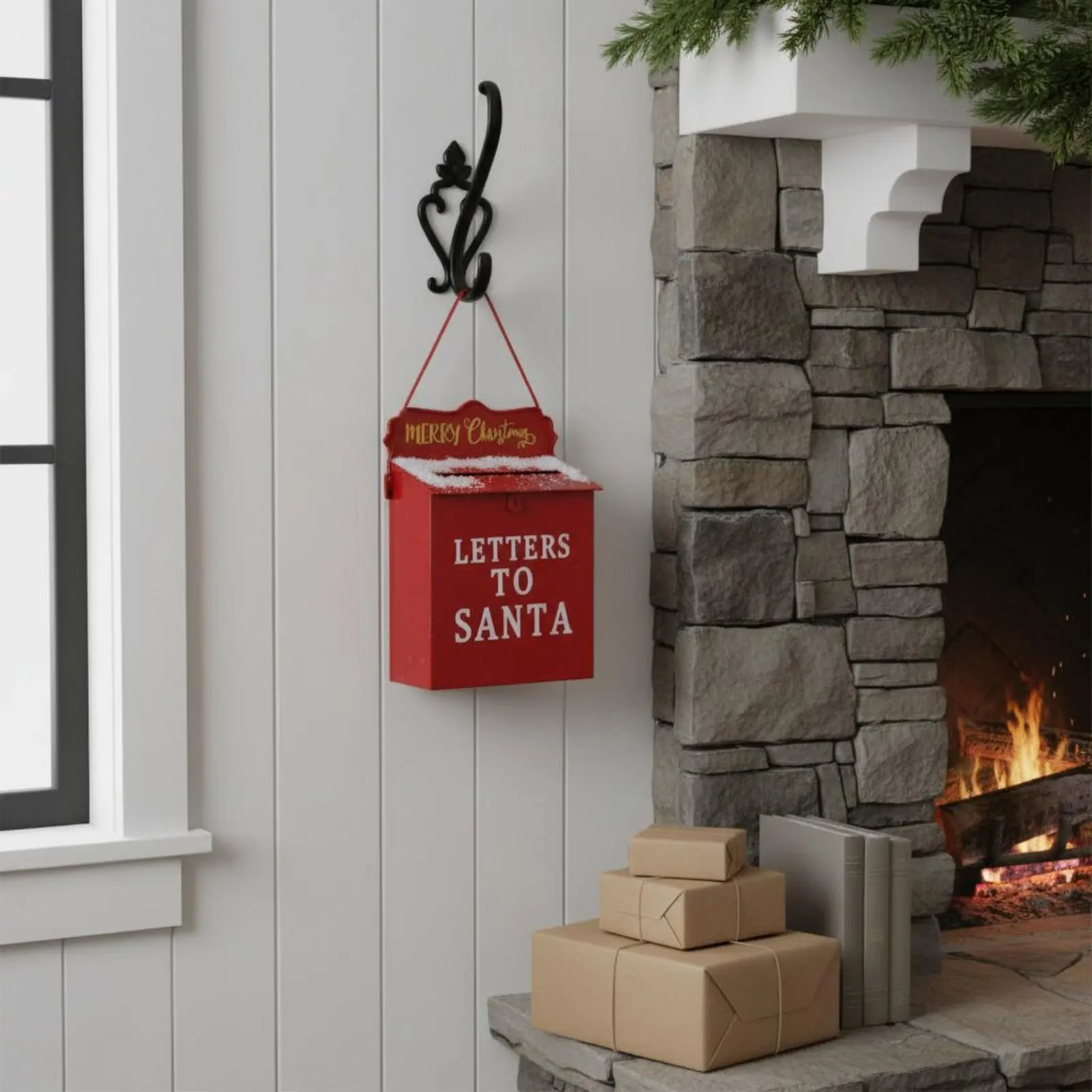 Christmas Wall Mailbox Festive Christmas Mailbox Santa Letter Box Indoor or Outdoor Holiday Decor Rustic Design