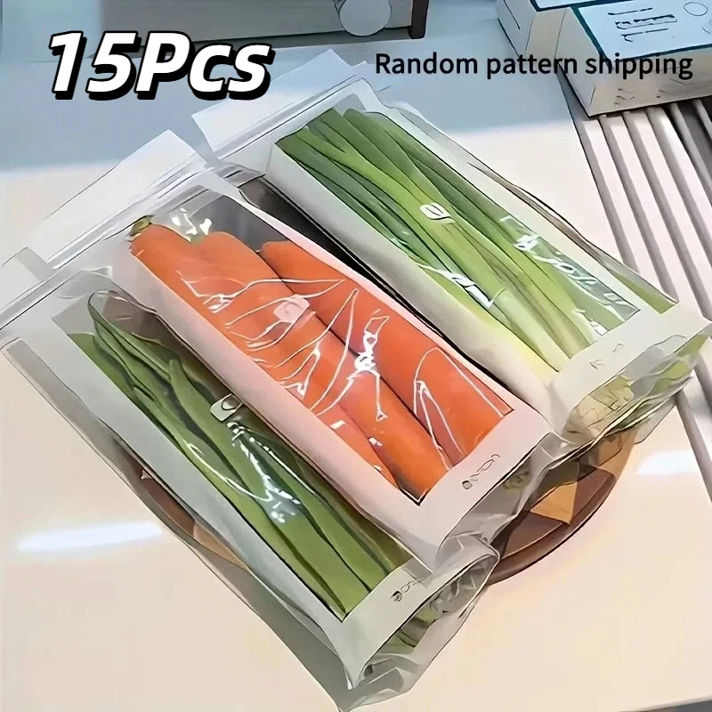 

15 шт. длинных пакетов для хранения продуктов, пищевого качества, герметичные, устойчивые к запахам, с защитой от смешивания вкусов, для сохранения свежести, герметичные пакеты для хранения продуктов.