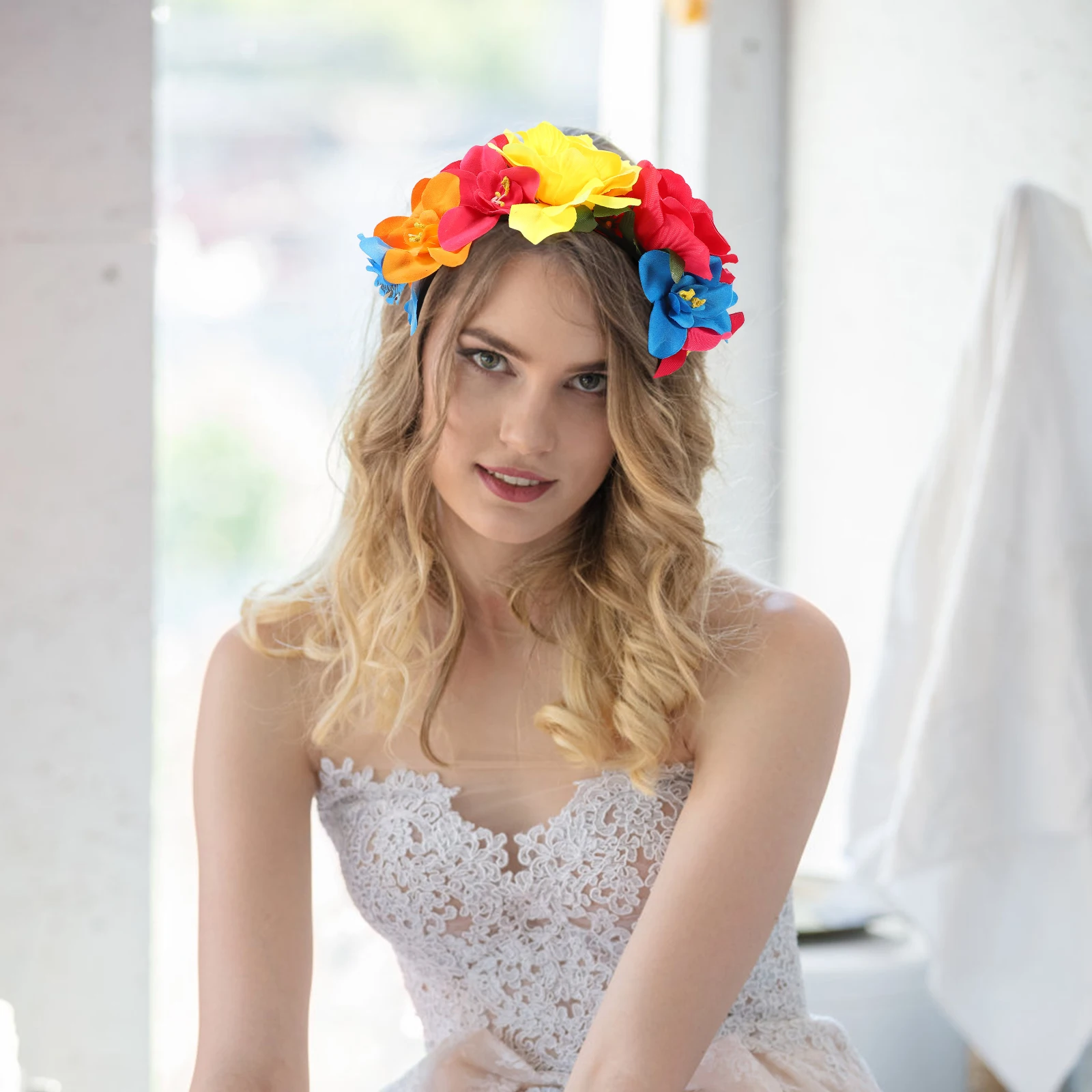 

1 Piece Rose Hair Wreath Elegant Flower Headband for Halloween Christmas Party Women Cosplay Accessory Day of The Dead