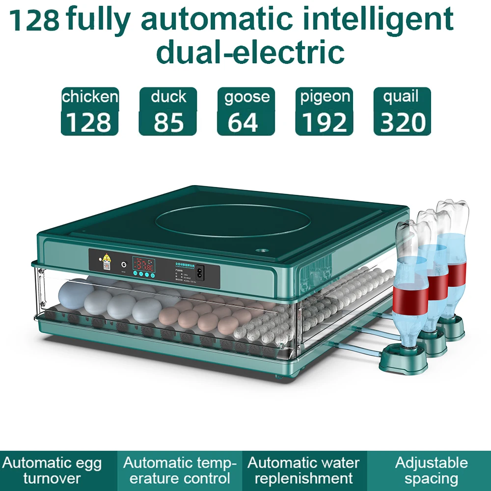 Egg Incubator with Automatic Egg Turning and Humidity Monitoring,48-128 Eggs Incubator with Egg Candler,for Duck Eggs Quail Eggs