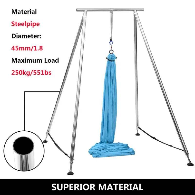 Portable indoor and outdoor aerial yoga frame with stainless steel stand for swing hammock