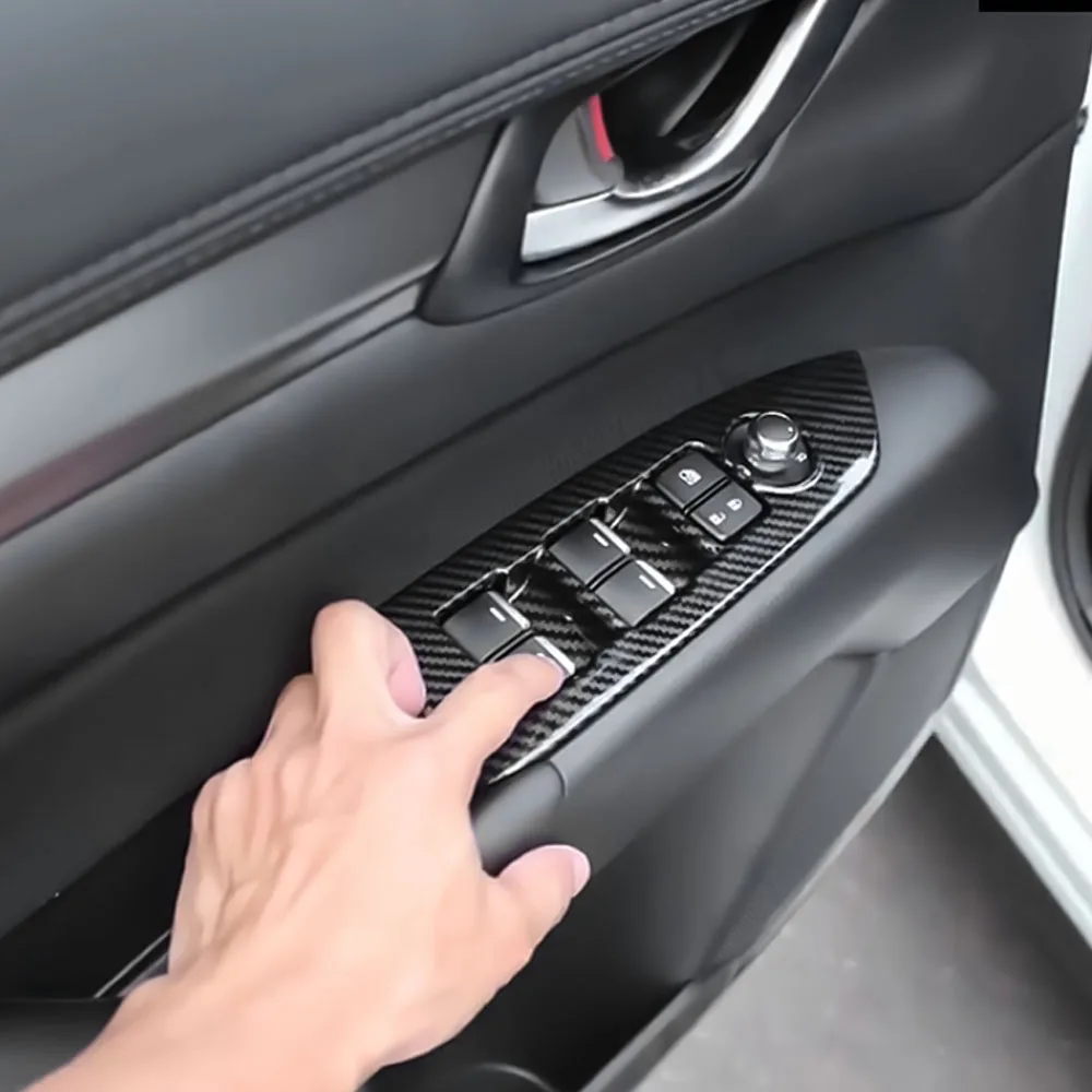 Imitation Carbon Fiber Crafted Window Lift Switch Button Cover Trim Frame Ideal Interior Upgrade for KIA Morning 2021 - 2023 LHD