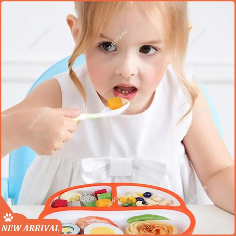 

Emption!Children's Grid Dinner Plate, Suction Cup Tableware, Food Grade 2-Color Silicone Suction Cup Bowl