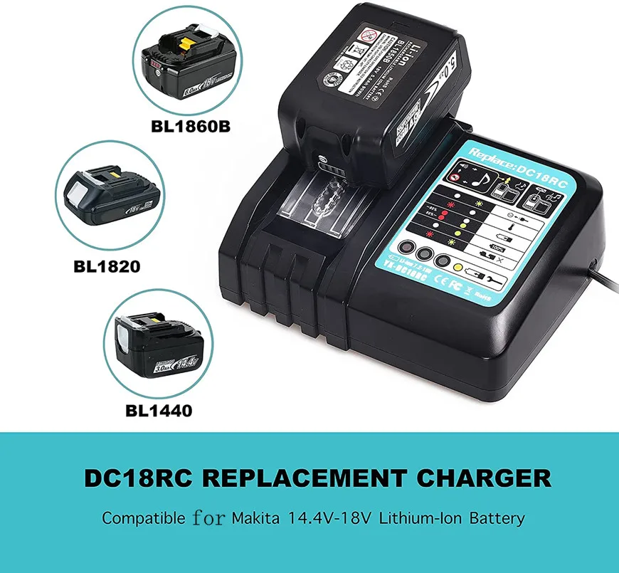 DC18RCT Li-ion Battery Charger for Makita Charger 18V 14.4V BL1830 Bl1430 DC18RC DC18RA Power tool 3A Charging Current EU plug