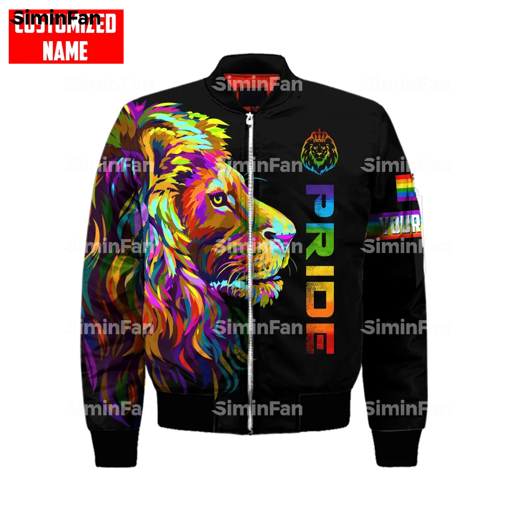 

LGBT PRIDE LIONS RAINBOW Printed Bomber Jacket Men Winter Coat Quilted Cotton Warm Outwear Windproof Female Unisex Streetwear 02