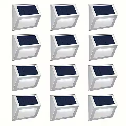 Solar Deck Lights 3 LED Solar Outside Stair Lights Stainless Steel Solar Fence Lights for Garden Backyard Patio Yard Stair Step