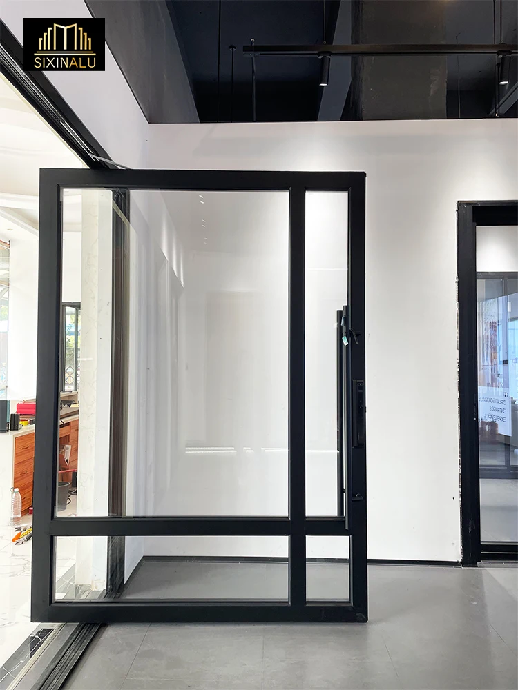 

Sixinalu Pivot Door With Smart Lock Exterior Doors Front Aluminum Double Glaszed Push Pull Rotating Dooe Home Decor Custom