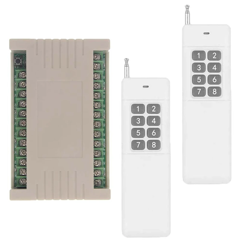 433MHz RF Wireless Remote Control Switch AC 220V 8-Channel Receiver, Used For Cntrolling Lamps, Motors And Ventilation Equipment