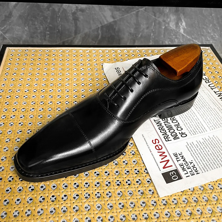 High end genuine leather men's shoes, business formal pointed work leather shoes, men's Oxford shoes, interview wedding shoes