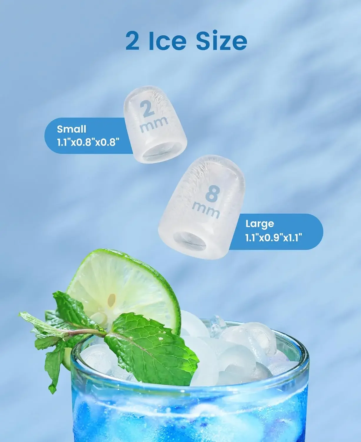 Compact and Efficient Self-Cleaning Ice Makers for Countertop, Produces 26.5lbs of Ice in 24 Hours, Makes 9 Ice Cubes in Just 6