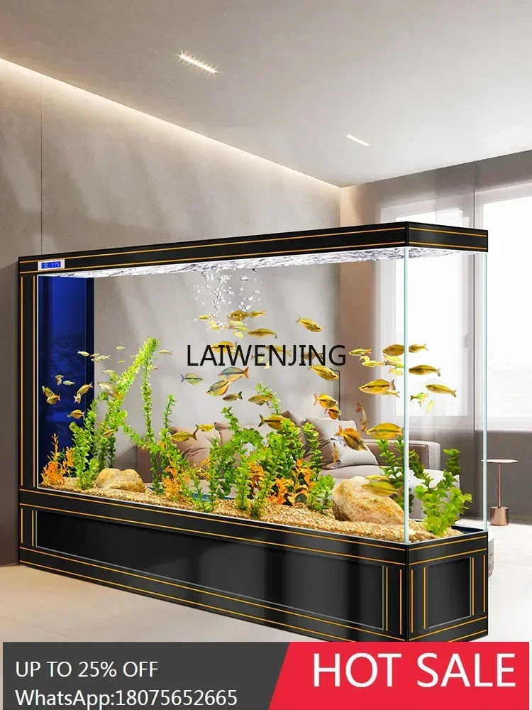 

screen partition fish tank, large entrance side filter in living room, no water change