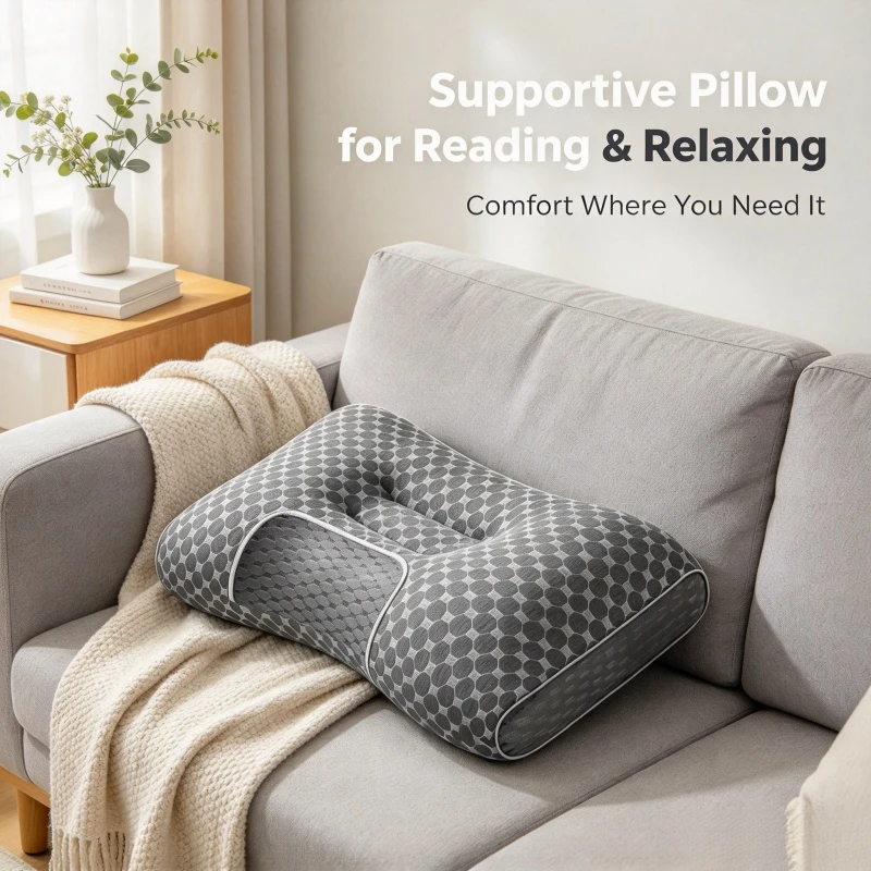 Stocking Stuffers Gift for Mom Ergonomic Massage Neck Pillow, Orthopedic Contour Support Adjustable Sleeping Pillow
