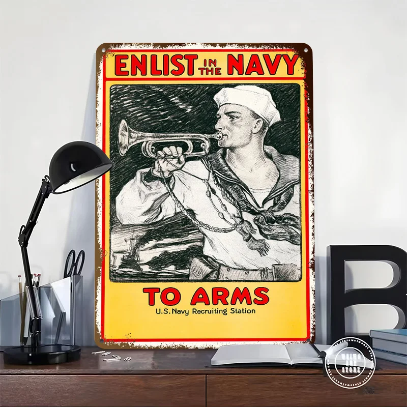 Navy Recruitment Tinplate Posters Customizable Wall Art Retro Vintage Metal Signs for Home Room Garage Decoration Aesthetic Cozy