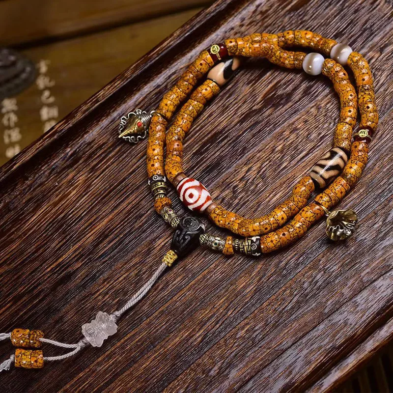 108 of Bodhi Seed Moon Buddha Large Intestine Multi-circle Bracelet Agate Dzi Beads Cultural Accesso
