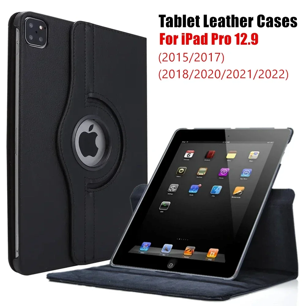 

360 Rotating Leather Protective Cover For iPad Pro 12.9 inch 2022 2021 2020 2017 2015 Rugged Heavy Duty Shockproof Tablet Case