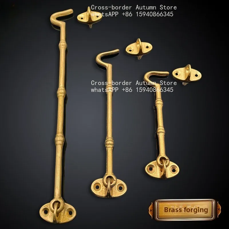 Vintage Old Style Thick Brass Window Wind Catch Anti-Wind Holding Hook Sliding Door Window Fixed Latch Hardware