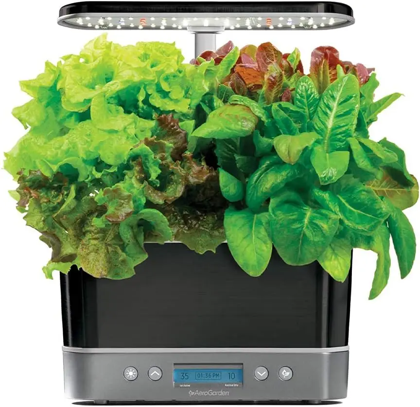 AeroGarden Harvest Elite Indoor Garden Hydroponic System with LED Grow Light and Herb Kit, Holds up to 6 Pods, Platinum