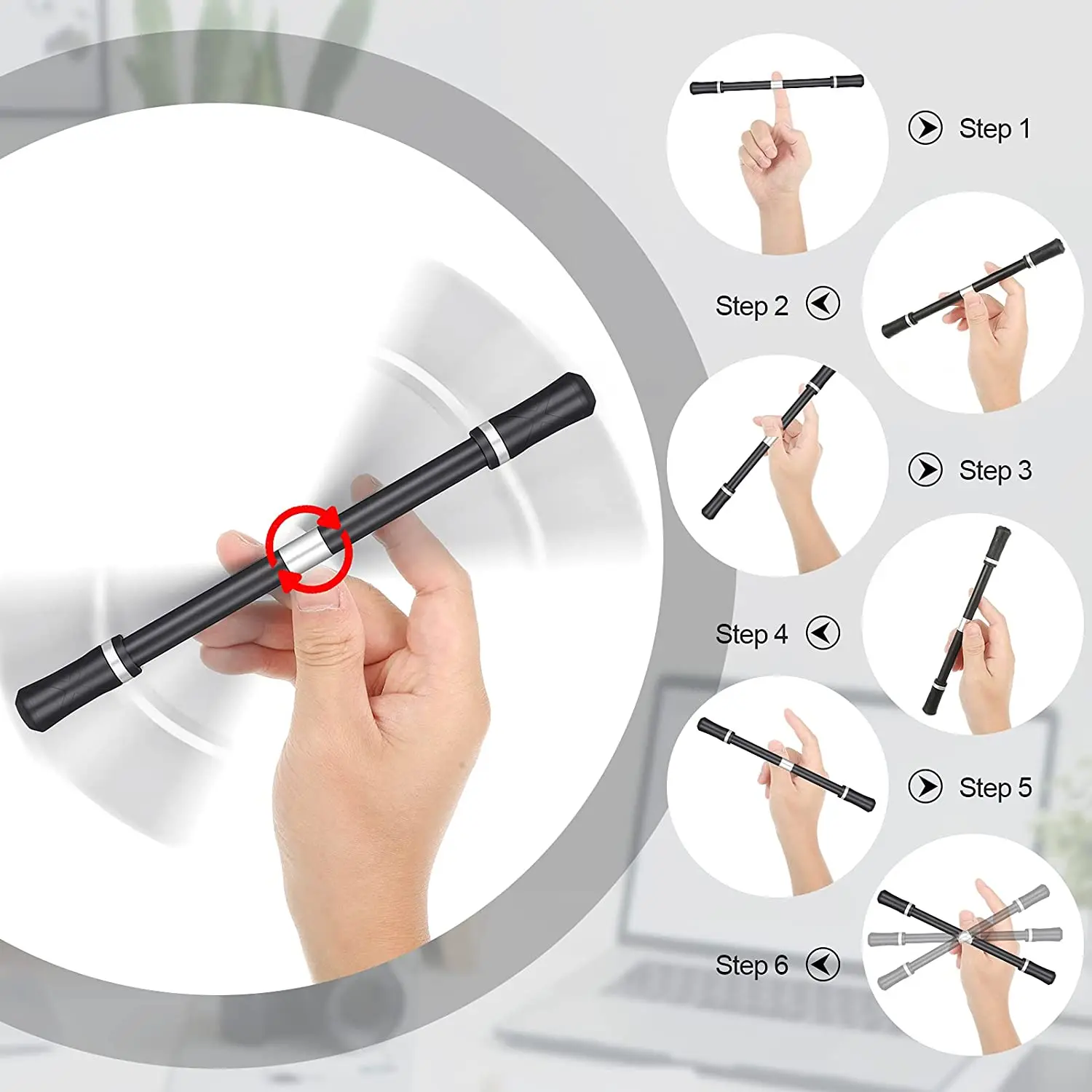 Spinning Gaming Pen com bola ponderada, Caneta giratória do dedo, Mod, 2pcs