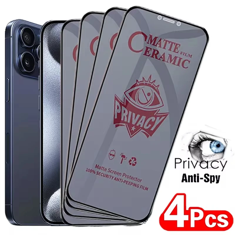 1–4 Stück matte Keramik-Blickschutzfolien für iPhone 14 Plus 11 12 13 15 Pro Max 16 6 7 8 14 Pro X XR XS Max Anti-Spionage-Folie