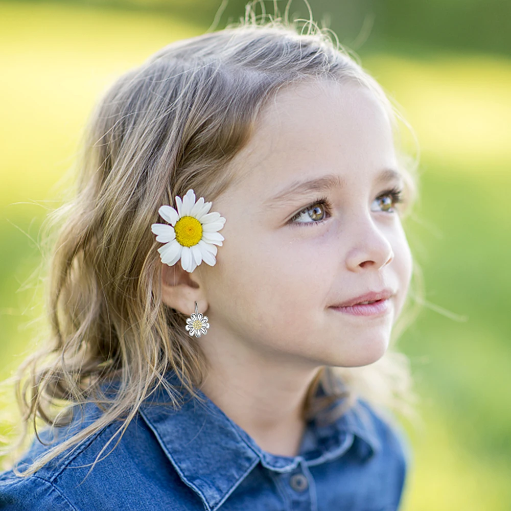 925 Sterling Silver Sunflower Daisy With Zircon Stud Earrings Jewelry Birthday Christmas Gifts For Women Girls Friends Family