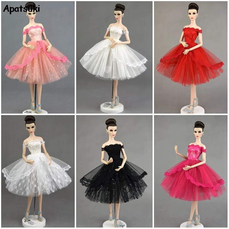 Hochzeit Kleid Spitze Ärmellose Elegante Ballkleid Party Puppe Kleidung für Barbie Puppe Outfits Spitze Kleidung für 1/6 BJD Puppe DIY Spielzeug