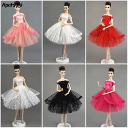 Wedding Dress Lace Sleeveless Elegant Ball Gown Party Doll Clothes for Barbie Doll Outfits Lace Clothes for 1/6 BJD Doll DIY Toy