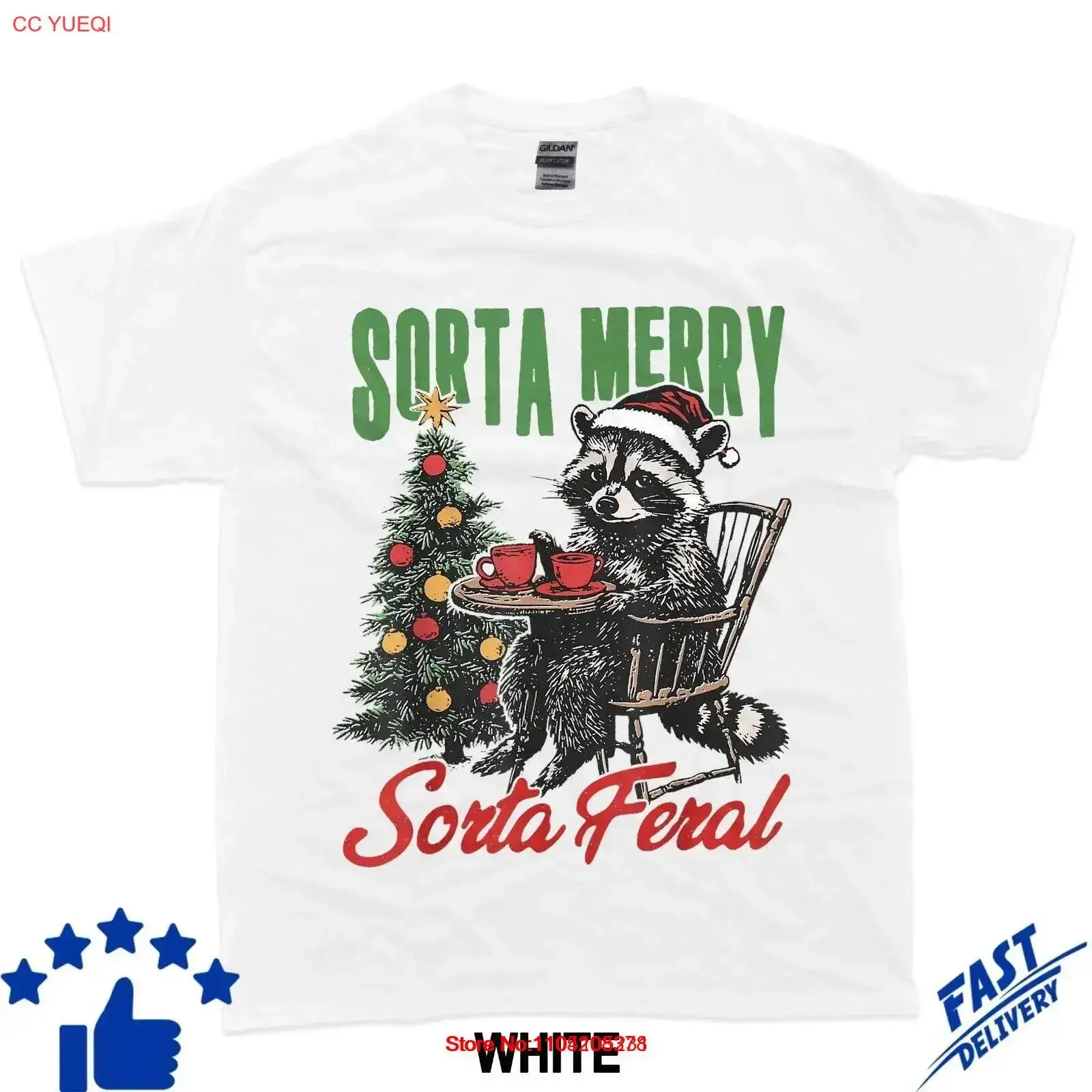 

Vintage Sorta Merry Feral Funny Raccoon Christmas Tree T Shirt vintage Washed designer clothes homme Top For Everyday Wear