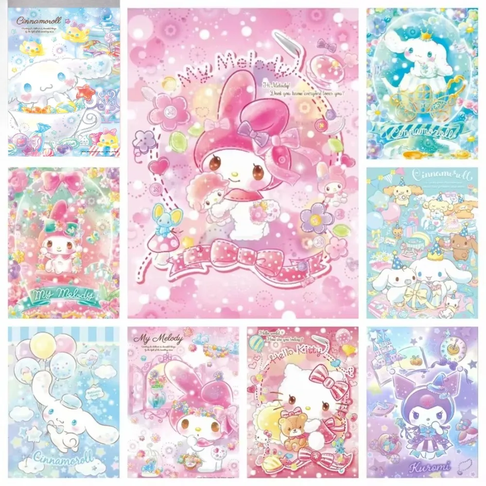 Sanrio Cartoon Niedliche Kuromi und My Melody Diamantmalerei Niedliches Hello Kitty Mosaik-Diamant-Set Heimdekoration Handwerks-Geschenk