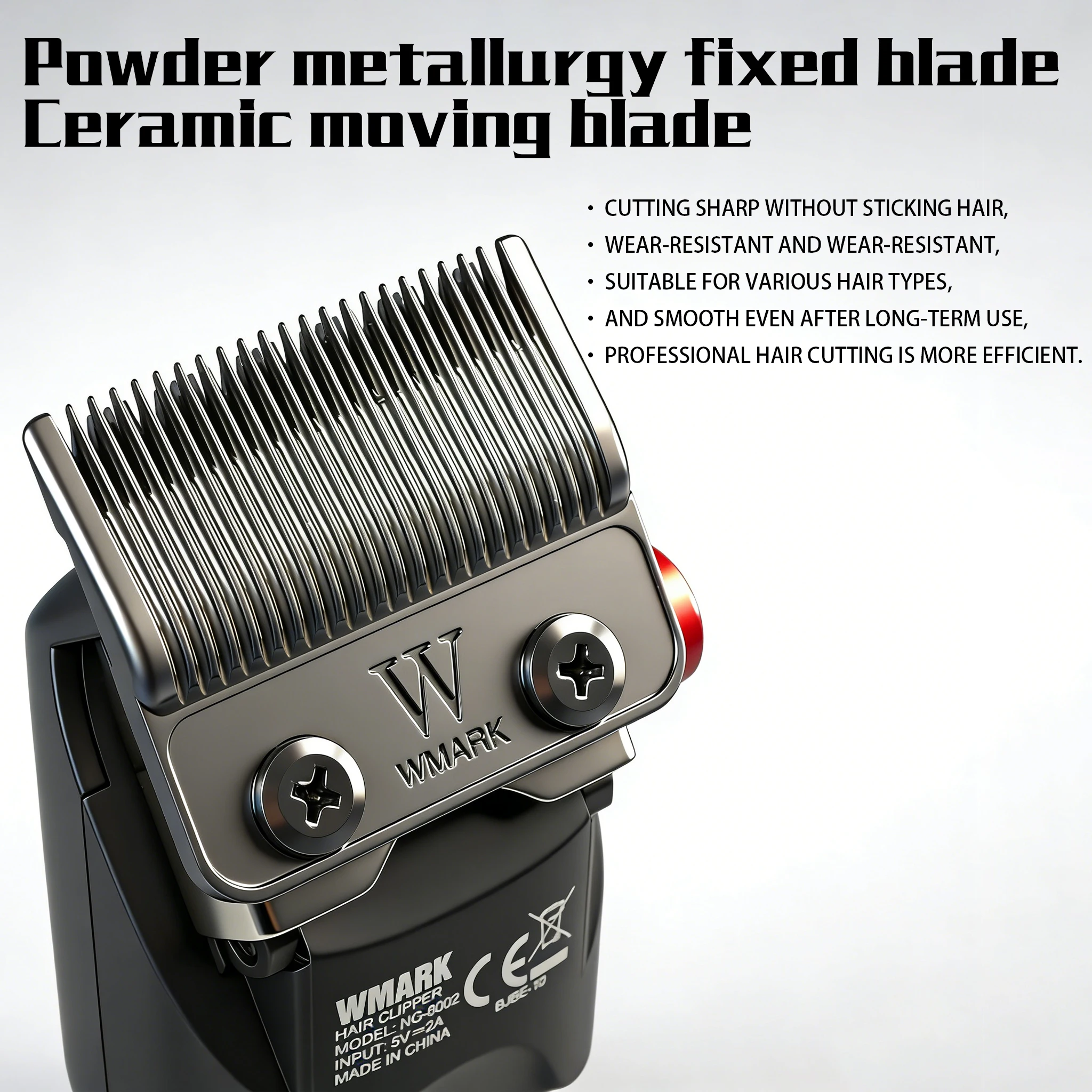 NG-8002 Professional Electric Hair Clipper 9000RPM Infinitely Adjustable Speed Hair Trimmer with Base 3000mAh 8 Magnetic Combs
