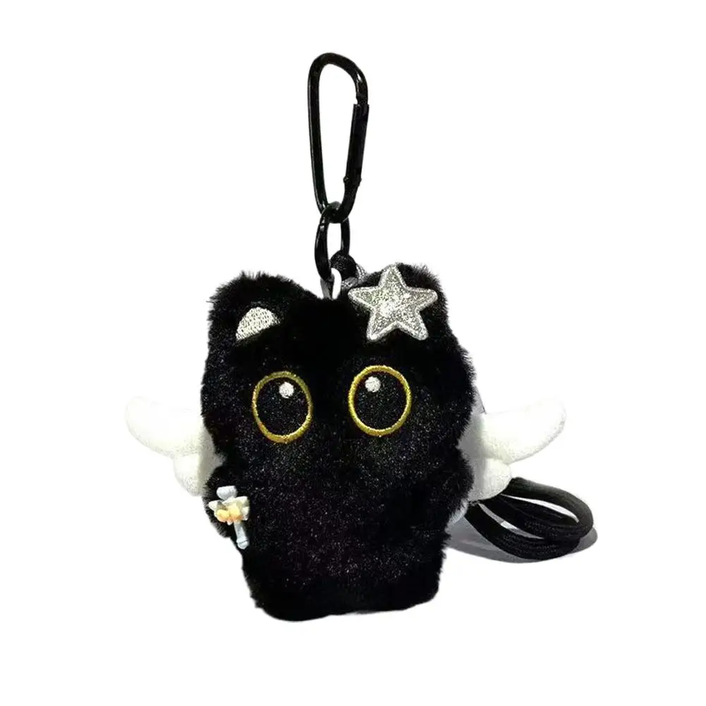 Süße schwarze Katze Plüschtier Puppe Schlüsselanhänger kleiner Anhänger Auto Schlüsselanhänger Kätzchen Spielzeug Puppe für Jungen Mädchen Geburtstagsgeschenke