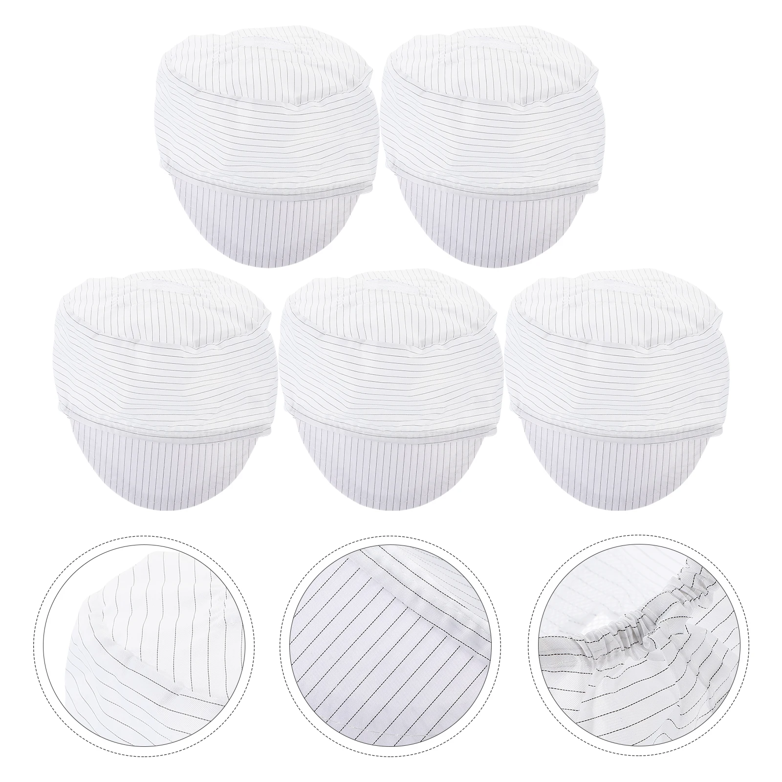 

5pcs Anti-Static Workshop Hat Breathable Cleanroom Working For Electronics Food Factory Lightweight Polyester Mesh Fabric