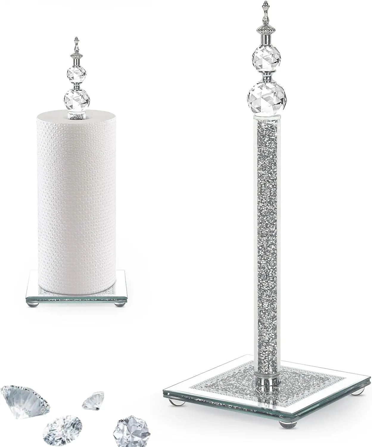 

Держатель для бумажных полотенец Crystal с утяжеленным основанием, противоскользящий, для декора кухни или ванной комнаты, серебристый
