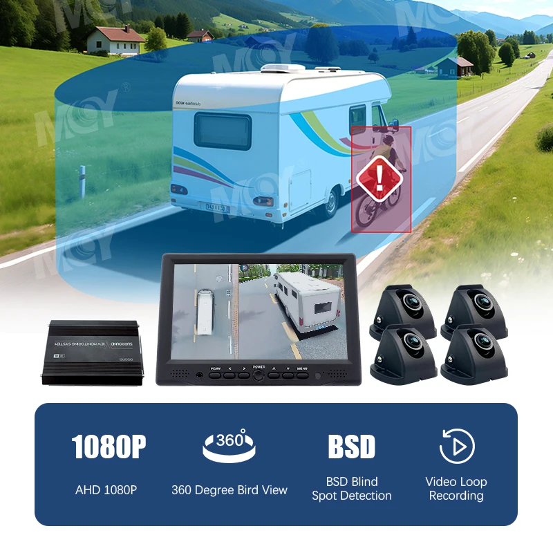 Cámara panorámica 3D para camiones, autobuses, autocaravanas, vehículos recreativos, cámara de respaldo para autos, cámara 360 para autos con Full HD de 360 grados