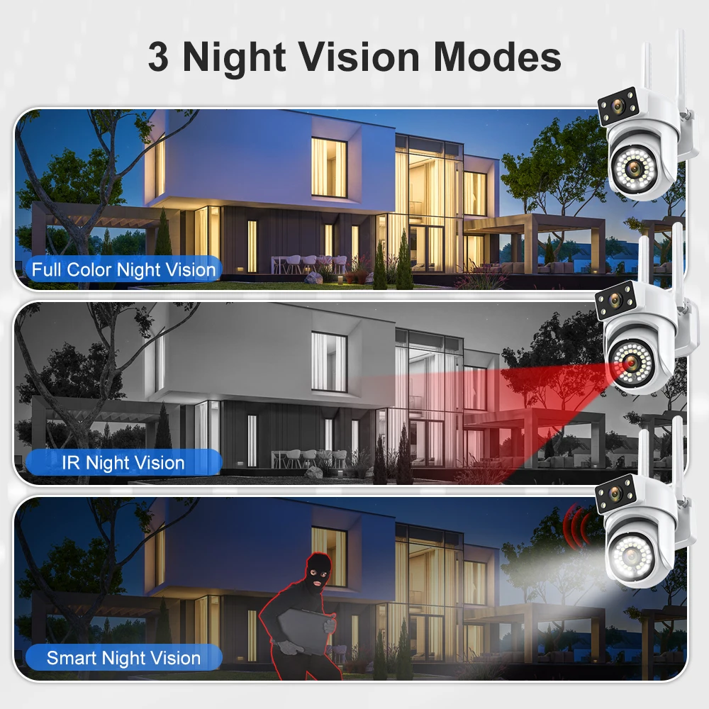 8MP 5G PTZ Dual Lens Camera Wifi IP Beveiliging Surveillance Dual Screen Video Full Color Nachtzicht Buiten 6MP Camera's 8x Zoom