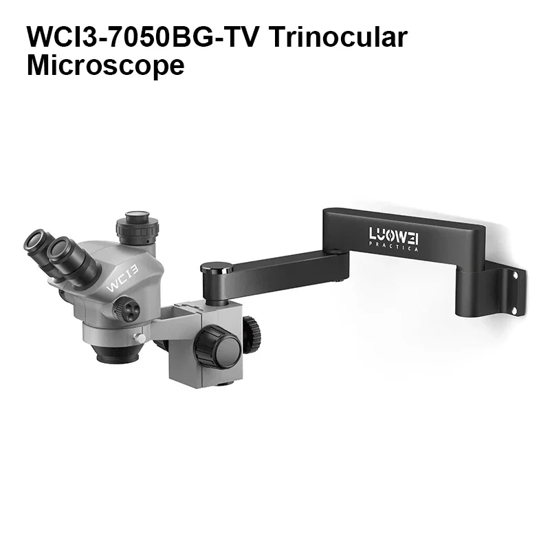 LUOWEI LW-WCI3-7050BG-TV PCB Welding Repair 7-50X High-definition Triocular Microscope with Wall-Mounted Bracket