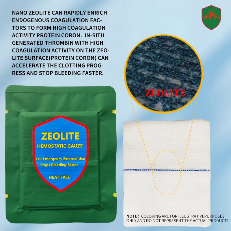 TCCC Tactical Zeolite Hemostatic Gauze Emergency Outdoor Binding Fixed Bandage First Aid Kit Medical Wound Dressing
