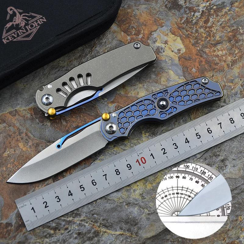 

Kevin john NEW Tilock folding knife, high quality outdoor knives, titanium handle, M390 pocket knife, survival EDC tactical tool