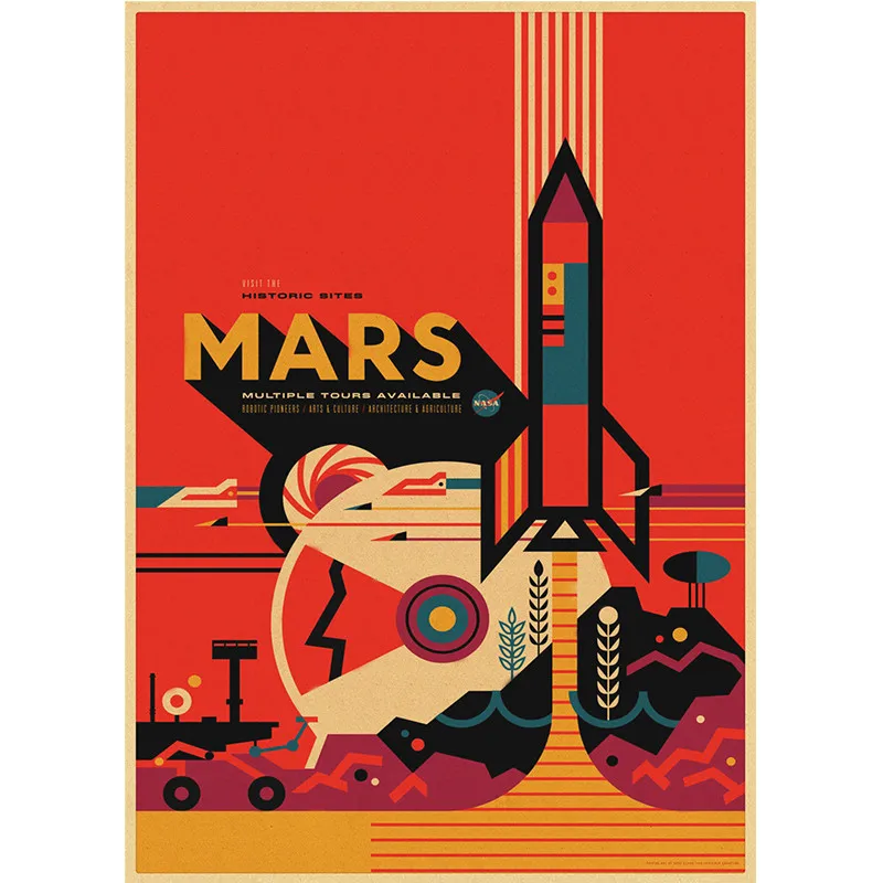 Space Visions of The Future Collection Posters Vintage Kraft Paper Wall Art Painting Home Decor Retro Poster