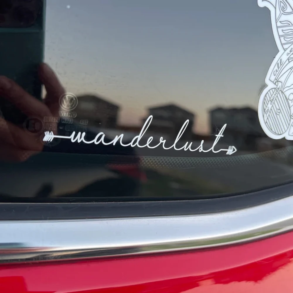 Wanderlust Arrow Words Car Vinyl Stickers Windows Adventure Hiking Yeti Cup Tumbler Decals Decoration