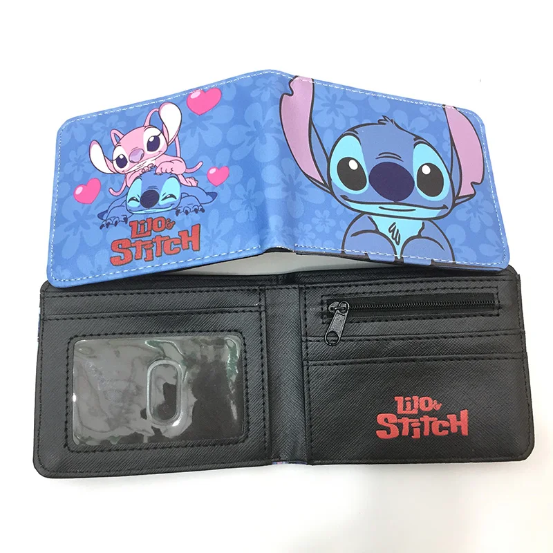 Cute Cartoon Stitch Wallet PU Leather Short Purse for Young with Coin Pocket